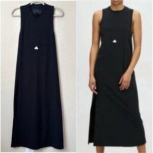 Adidas Ribbed Knit Open Back Athleisure Midi Tank Dress